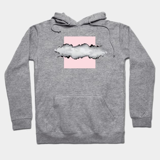 Blush Pink Gray and Black Graphic Cloud Effect Hoodie by fivemmPaper